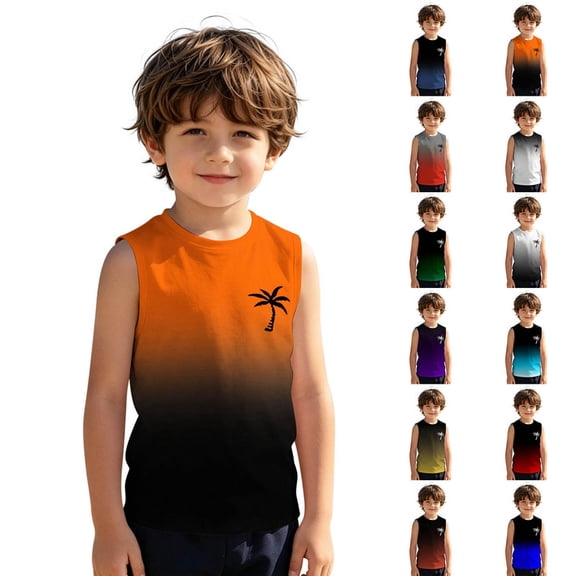 Rvusndi Tank Top for Boys Casual Vest Shirts Graphic Tees Sleeveless Summer Tops T Shirts Round Neck Comfortable Daily Everyday Wear