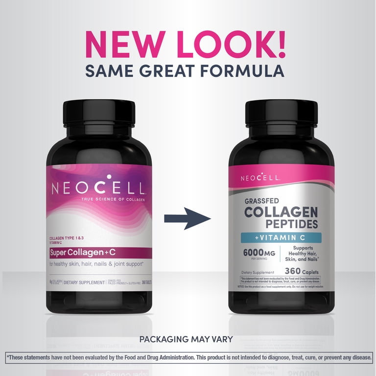 NeoCell, Collagen Peptides Tablets, 360 Pills, plus Vitamin C