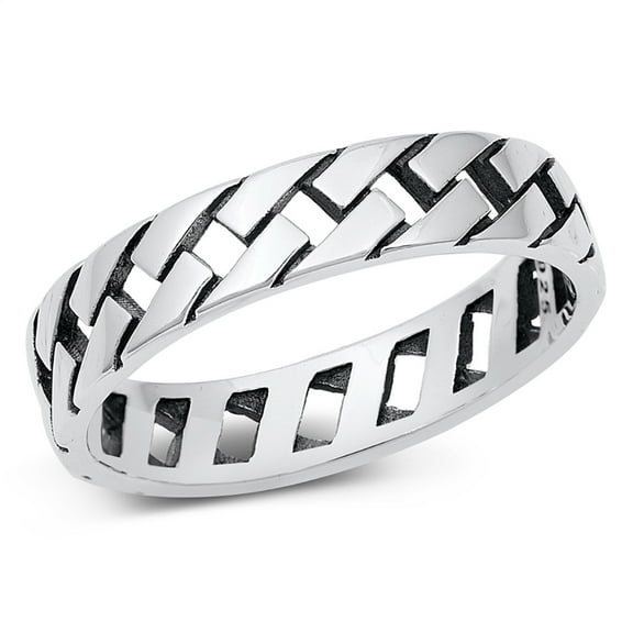 All in Stock Sterling Silver Link Chain Band Ring Size 8