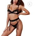 thumbnail image 1 of Conjunto de ropa interior sexy para mujer Sujetador de lencería hueca de encaje Tanga Ropa de dormir, L tholdsy XX000081-03, 1 of 7