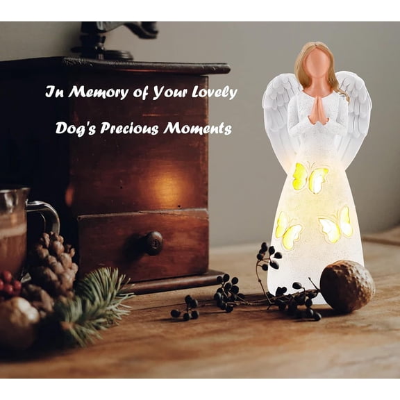 Butterfly Angel Figurines Candle Holder Memorial Praying Angel Statue with Flickering LED Candle