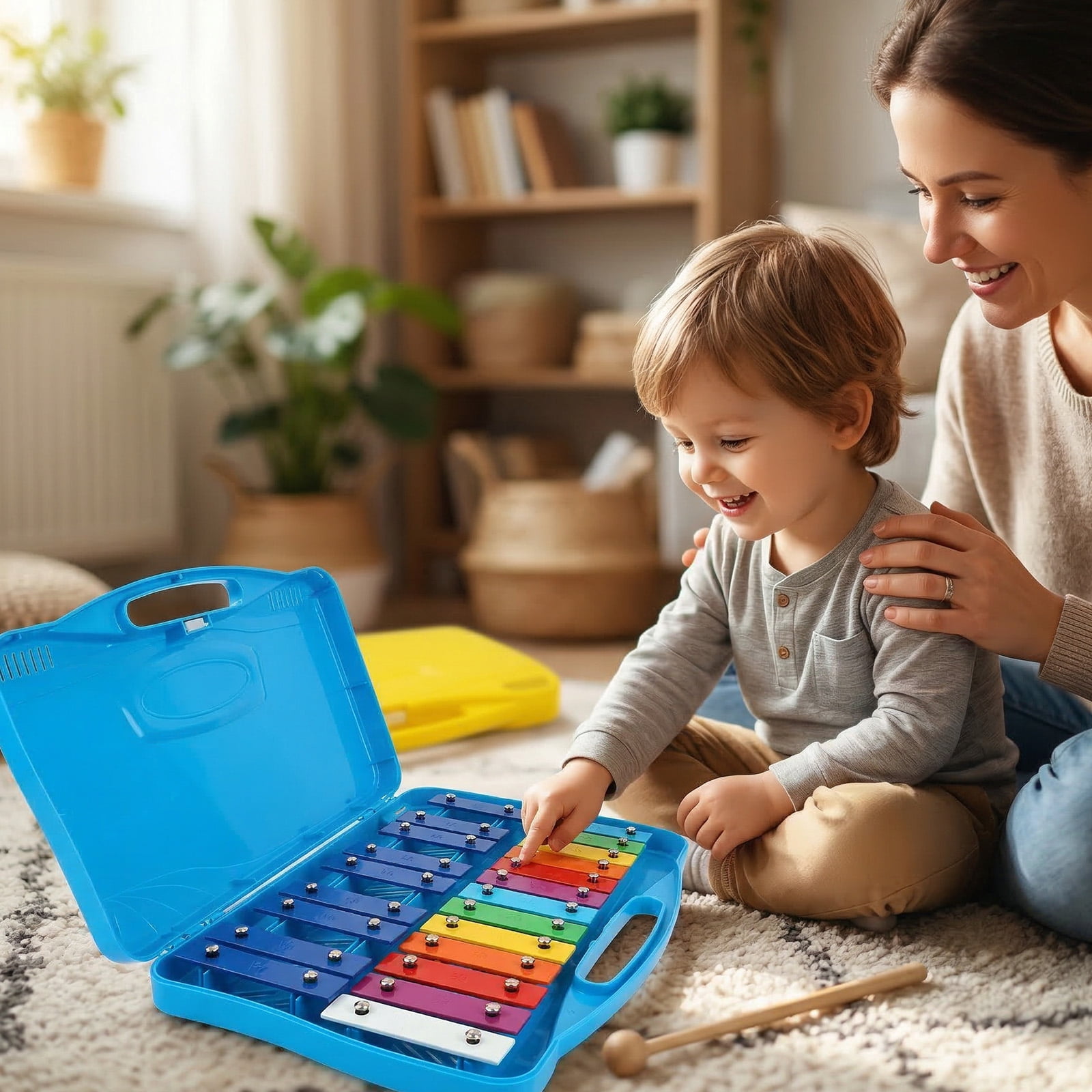 Grusce 25 Tone Xylophone Glockenspiel Colorful Wooden Xylophone with 2 Mallet Music Instrument for Beginner and Music Education