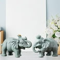 thumbnail image 6 of CoudarTitie Chinese Elephant Statue Elephant Figurine Desktop Figurine Collection Decoration 2pcs Apple and Ruyi, 6 of 9
