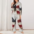 thumbnail image 2 of Yiaed American Flag Butterfly Wall Print Pajamas Women's Long Sleeve Sleepwear Soft Button Down Loungewear Pjs Lounge Set Nightwear Womens Pajama Pants-Small, 2 of 7