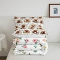 thumbnail image 5 of Erosebridal Highland Cow Comforter Set King, Flowers Bedding, Kawaii Farmhouse Wild Animals Bedding Comforter Sets, Spring Botanical Floral Leaves Duvet Insert, Brown Yellow, 5 of 6