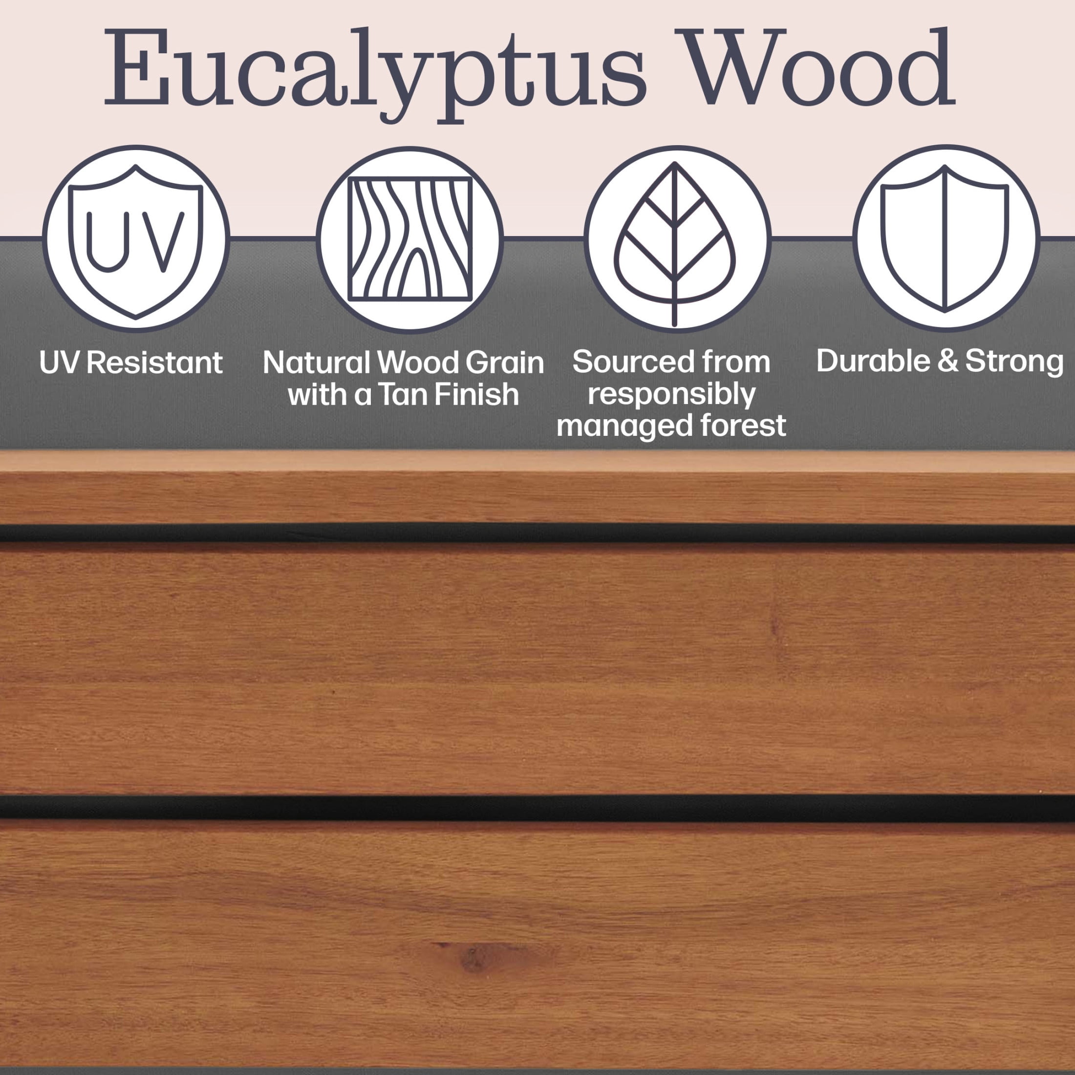 Alaterre Furniture Barton 3-Seat Patio Sofa - Eucalyptus Wood Outdoor Couch (Natural)