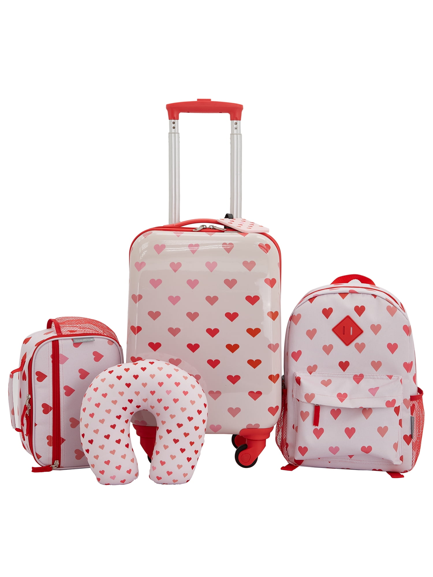 Travelers Club 5-Pc Kids Luggage Set With 360° 4-Wheel Spinner System,  Heart 
