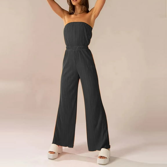 Pants for Women,Clearance Women's Plus Size Women Ladies Solid Summer Sleeveless Loose Long Playsuits Rompers Jumpsuit Loose Causal Pants