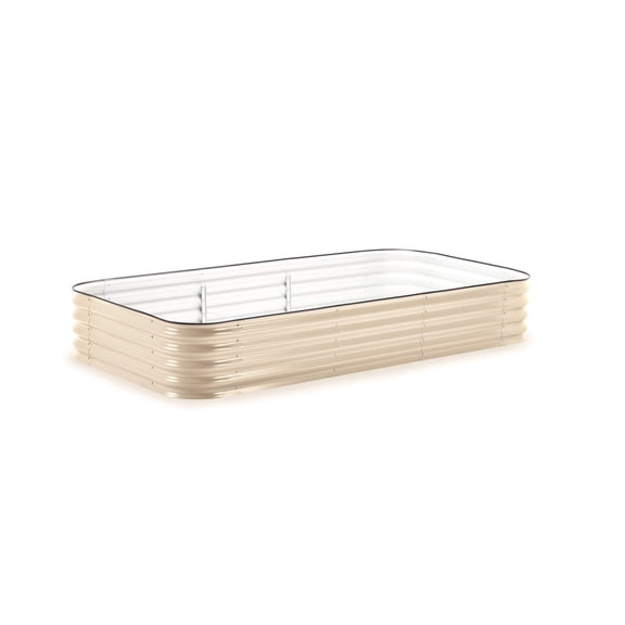 Epic Gardening 6-in-1 Large Modular Galvanized Raised Garden Bed Kit - 15" Tall, Food-Safe, Light Clay