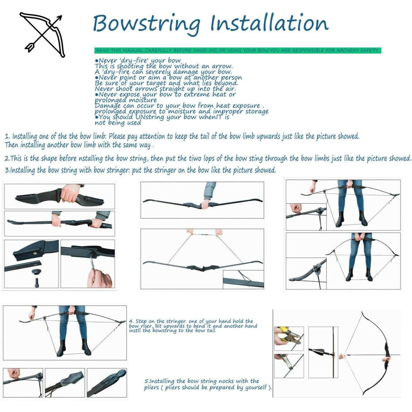 AME Recurve Bow Set Archery Bow and Arrow Youth Bow Beginner Bow Set Takedown Bow for Adults  Practice Hunting LH RH 30-40lbs 53.5 Inch （35lbs）