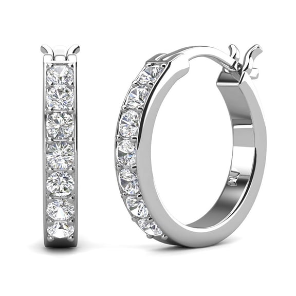 Cate & Chloe Presley 18k White Gold Plated 17mm Hoop Earrings with Swarovski Crystals for Women