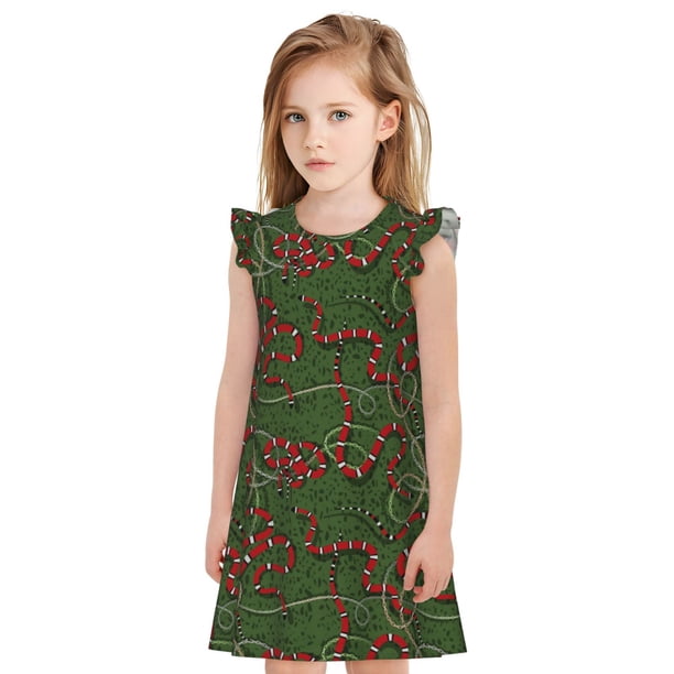 Balery Red Snake Camisón de princesa para niñas, pijama de algodón con mangas abullonadas, suave y bonito.-Small