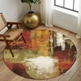 thumbnail image 4 of Burnt Orange Round Area Rug 5ft Washable Large Round Rug for Living Room, Circle Rugs for Dining Room, Fall Modern Oil Painting Abstract Art Green Brown Floor Carpet for Bedroom Entryway Office, 4 of 8