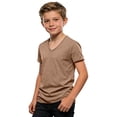 thumbnail image 3 of Bainana Summer Tshirt For Girls Boys Unisex Kids Solid Color Short Sleeve V Neck Tops Comfortable Soft Teen Child Youth Playwear Daily Outfits Coffee Size 15-16 Years, 3 of 6