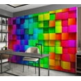 thumbnail image 6 of Tiptophomedecor Abstract Wallpaper Wall Mural - Colourful Cubes, 6 of 7