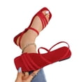 thumbnail image 6 of SZJXBUY Tall Sandals for Women,Summer Casual Strappy Flat Sandals Breathable Open Toe Comfortable Slip-On Ankle Strap Beach Vacation Shoes Red,38, 6 of 7