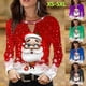 thumbnail image 2 of 2021 Otoño Europeo Y Americano popular Navidad wishebay Mujer Manga Larga Santa Claus Impreso Camiseta Grande En stockpangjing, 2 of 4
