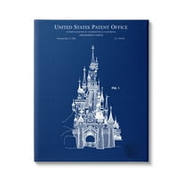 Stupell Industries Amusement Castle Blueprint Graphic Art Gallery Wrapped Canvas Print Wall Art, Design by Karl Hronek