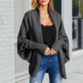 thumbnail image 3 of Women Cardigan Coat Collarless Batwing Long Sleeve Open Front Knitting Coat Elastic Cuffs Solid Color Loose Fit Knitted Cardigan, 3 of 8