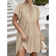 thumbnail image 2 of Mini vestido de manga corta con volantes y cuello alto para mujer Abanopi Vestido, 2 of 7
