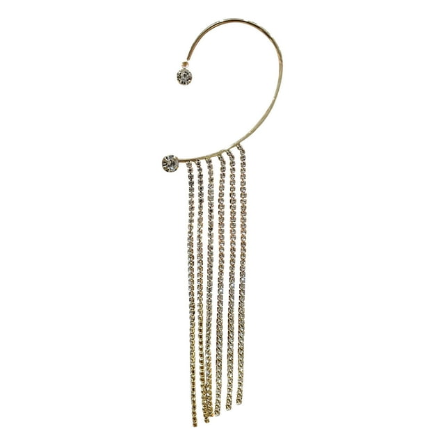 Xihbxyly En venta Pendientes largos con borlas y diamantes brillantes para mujer, de moda, para fiestas, sin orejas perforadas