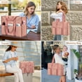 thumbnail image 6 of Lohol Large Tote Bag for Women Waterproof with 12 Pockets Top Zipper Closure Utility Teacher Nurse Bags for Work School-Pink, 6 of 8