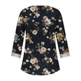 thumbnail image 5 of Weiqiqre Summer Fashion Tops for Women Floral Printed Lace V-Neck 3/4 Sleevet Casual T-shirt Blouse, 5 of 5