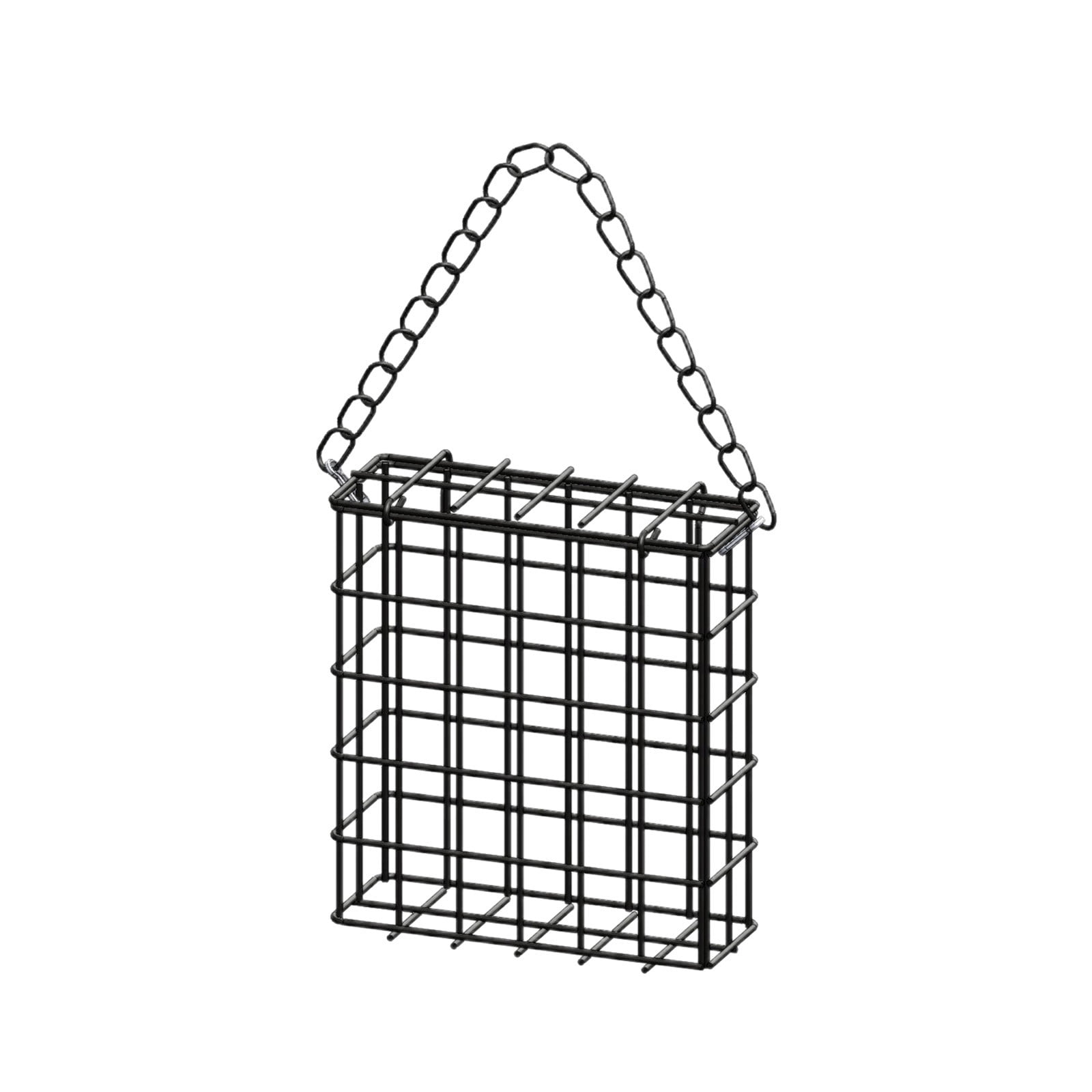 Square Suet Bird Feeder Cage, Heavy-Duty Iron with Protective Coating, Holds One Cake for Nuthatches and Chickadees, Easy-Clean Design, Rust-Resistant Outdoor Hanging Feeder for Backyard Birds