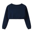thumbnail image 5 of Faraee Toddler Girl Sweater Cardigan Kids Long Sleeve Bowknot Cute Crop Sweaters Ruffle Trim Hem School Uniforms Dress up Jacket 1-14 Years Blue, 5 of 5