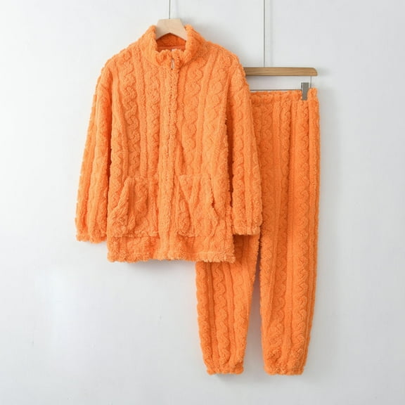 Idoravan Clearance Women's Sleepwear Set Women's Casual Long Sleeved Top Loose Pants Home Clothing Pajama Set Orange XXL