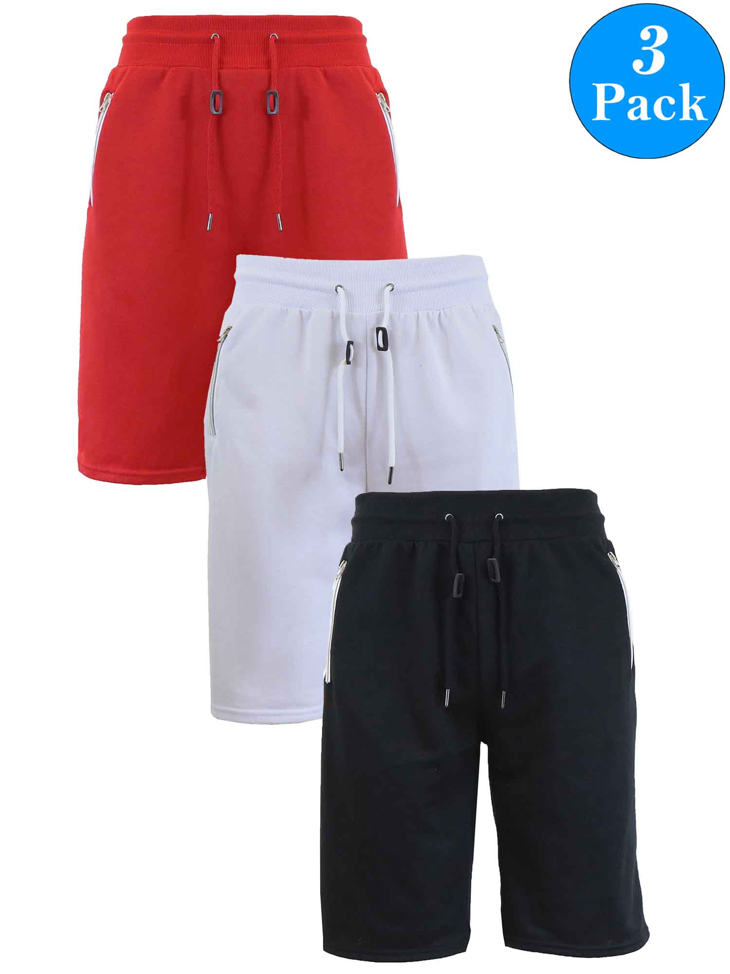 Men's Marled or Solid French Terry Shorts with Zipper Pockets (3Pack