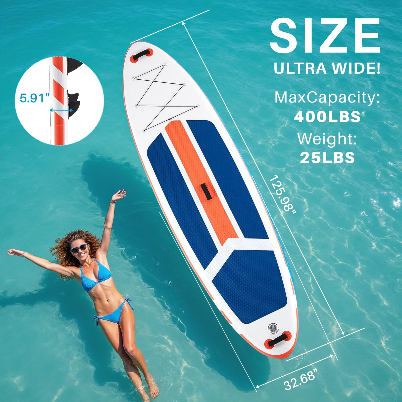 Sybels Complete Inflatable Stand Up Paddle Board Kit, Wide & Stable Design, Anti-Slip Deck, Adjustable Paddle, Ideal for Beginners to Advanced, Orange