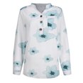 thumbnail image 4 of Women Summer Tops Fashion Womens Tops Printing Splicing V Neck Button Top Shirt Casual Medium Sleeve Elegant Soft T Shirt Lady Fall Top Blouse Bodysuit Athletic Shirts Long Sleeve Cute Green 2XL, 4 of 4