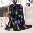 thumbnail image 2 of Purple Mushroom Star Black Pattern Blanket,Comfortable Soft Lamb Wool Throw Blanket,All Season,Warm Lightweight Blankets for Sofa Bed Couch Living Room Chair,40"x50", 2 of 4