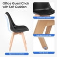 thumbnail image 4 of Modern Dining Chairs Set of 2, Armless Home Office Guest Chair with Padded Seat and Beech Wood Legs for Kitchen, Waiting Room, Conference and Reception, Black, 4 of 7