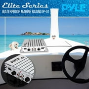 Pyle PLMRA400 4 Channel Waterproof Vehicle Audio Amplifier, White, 3.95 lb