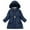 Navy, variant on TAGOLD Winter Coats for Girls 5-11 Years Little Girl Coats Solid Long Sleeve Big Collar Bow Print Thickened Warm Quilted Coat