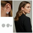 thumbnail image 4 of Tilo Jewelry 925 Sterling Silver Half Ball Pave CZ Stud Post Earrings with Secure Push-Backs | Everyday Dainty Small Earrings for Women & Unisex, 4 of 8