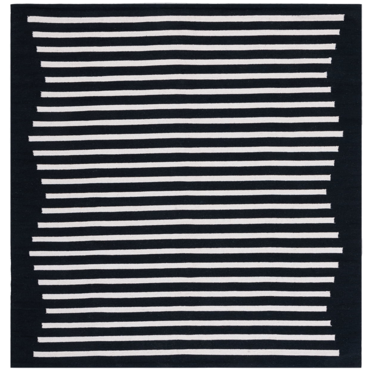 SAFAVIEH Montauk Amadine Striped Cotton Area Rug, Black/Ivory, 5' x 8'