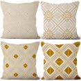 thumbnail image 1 of LAICAIW Geometric Throw Pillow Covers 16x16 Inch, Decorative Beige and Golden Farmhouse Pillow Covers Square Cotton Linen Couch Pillow Cases for Home Decor, Set of 4 (No Insert Included), 1 of 7