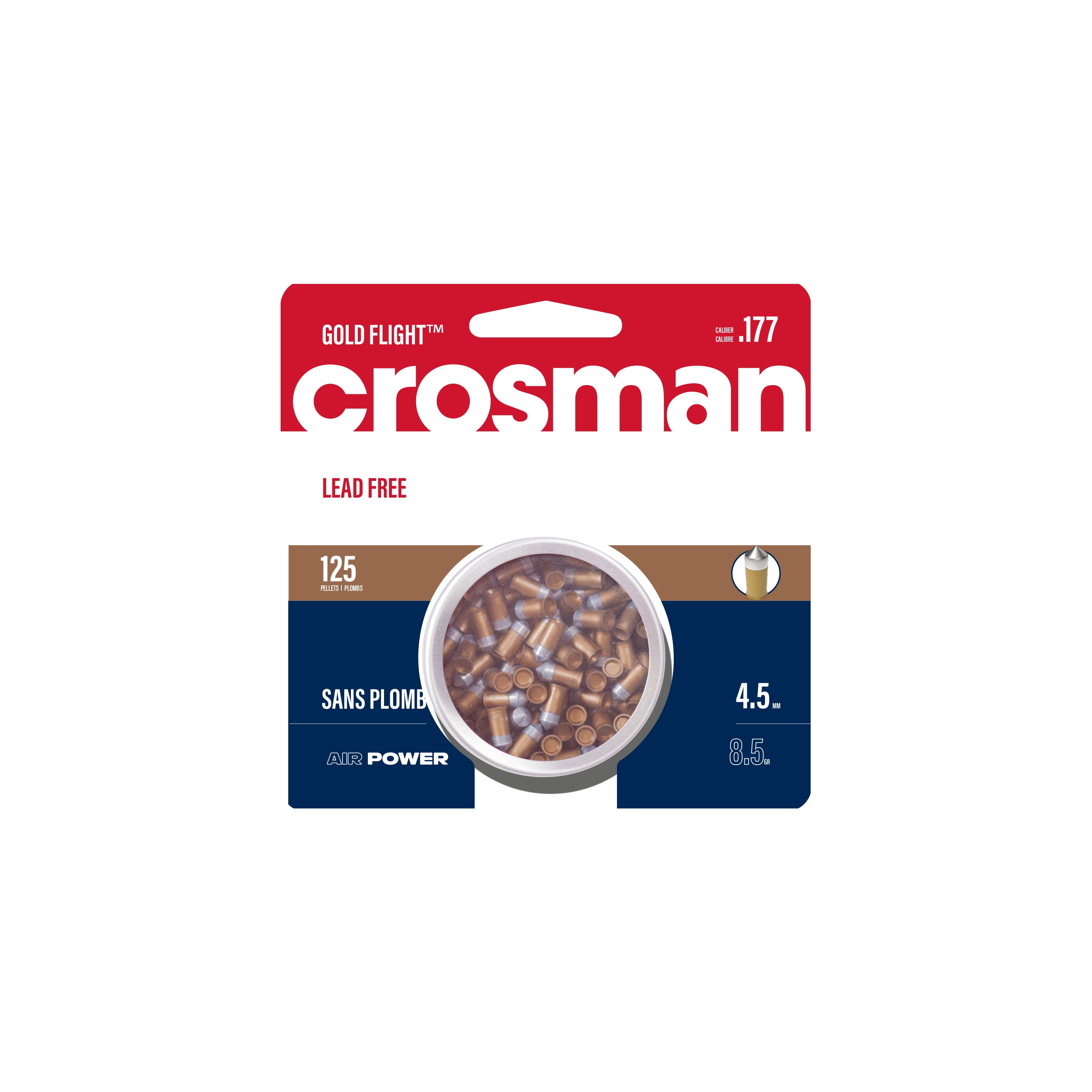 Crosman Powershot 177 Cal. Pellets, Gold Flight Penetrator, 125 ct, LF1785