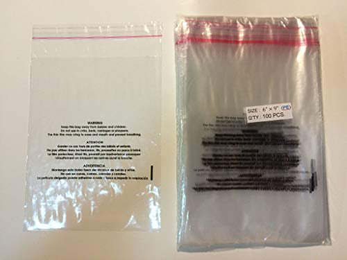 100 Bags of 10x13 Clear Suffocation Warning Self Sealing FBA Bag 