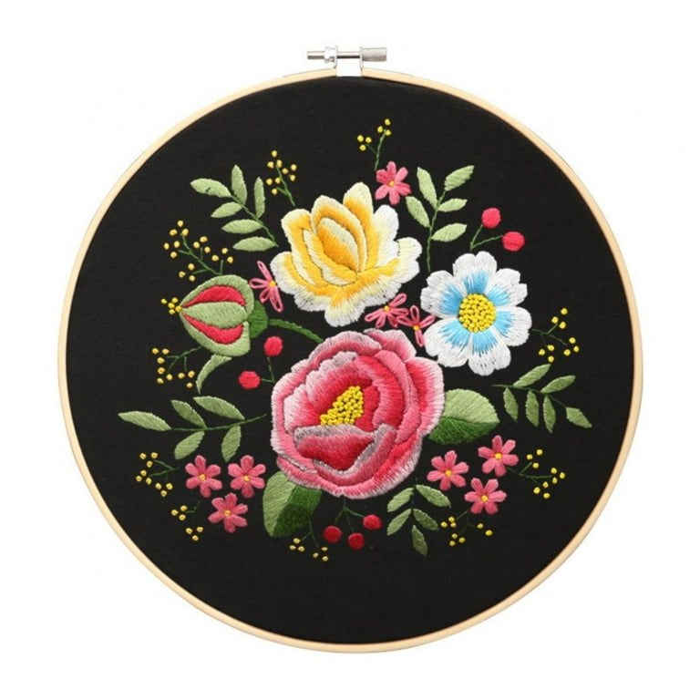 1 Sets Embroidery Kit for Adults Cross Stitch Starter Kit Include Craft  Stamped 1 Embroidery Cloth with Floral Pattern 