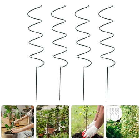 GOOHOCHY  4 Pcs Plant Support Stakes Potted Garden Trellis Flowers Plants Green