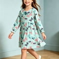 thumbnail image 6 of Wilark Girls Cotton Dress Printed Casual Long Sleeve Cute Fall A Line Dress Blue 8, 6 of 9