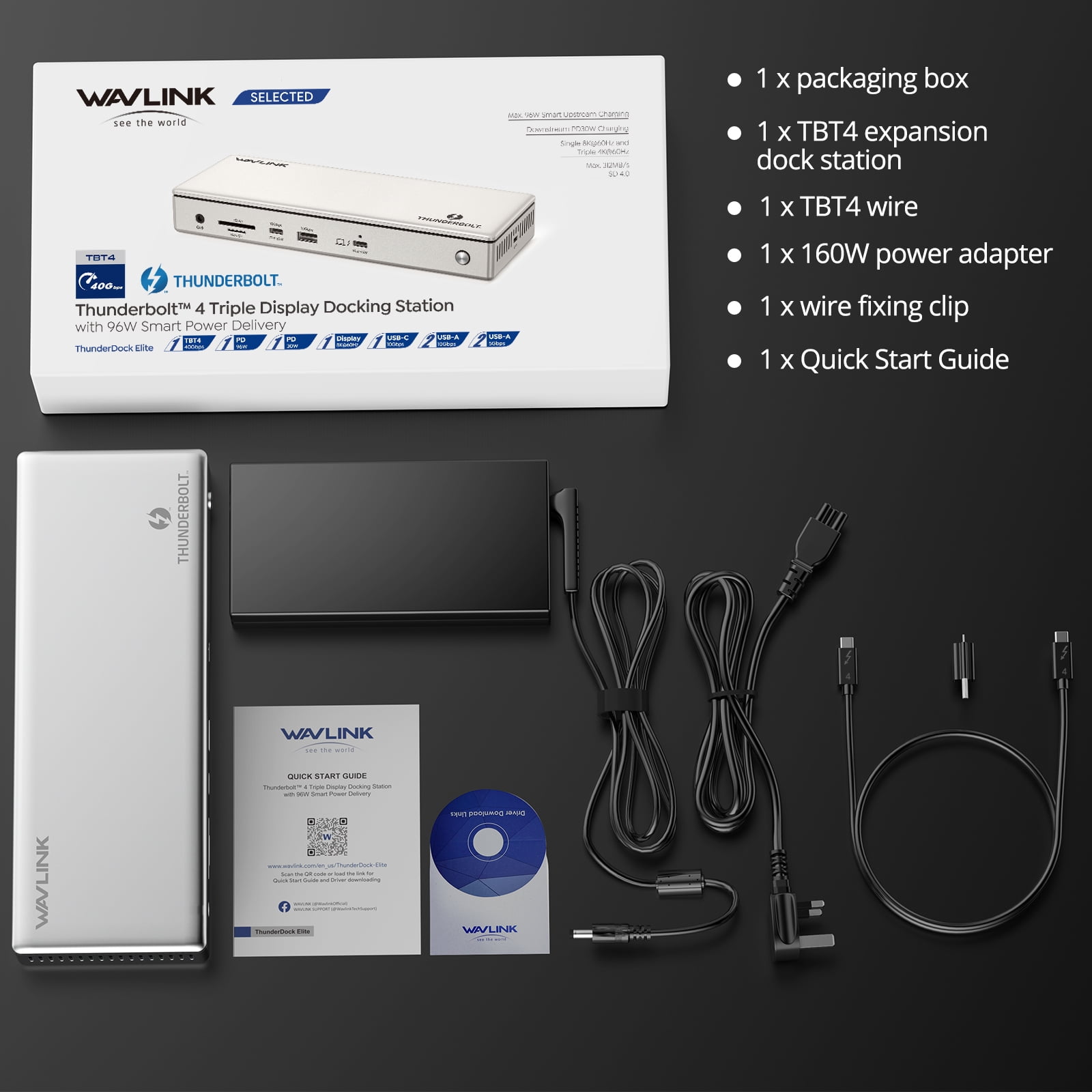 WAVLINK Thunderbolt 4 Docking Station, Single 8K@60Hz/ Triple 4K@60Hz Display, 96W Charging Laptop Dock for TBT 4/3 Mac & TBT 4 Windows Laptop with 40Gbps, 2.5G RJ45