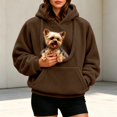 thumbnail image 2 of CAIVO Women Pet Carrying Hoodie Oversized Fuzzy Pullover With Dog Pouch Long Sleeve Drawstring Warm Casual Winter Tops Versatile Streetwear, 2 of 8