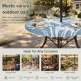 thumbnail image 6 of Round Outdoor Tablecloth with Umbrella Hole and Zipper, Tropical Palm Tree Tablecloth with Elastic Waterproof, Vintage Sky Blue Exotic Botanical Plants Patio Table Covers for 31" - 35" Pool Tables, 6 of 9