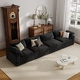 thumbnail image 3 of The Magic Home 157" Sofa Couch, Cloud Modular Sectional Sofa, Modern Linen Deep Comfy Couches for Living Room, Apartment, Office, Washable Replaceable Covers, 4 Seater Black Couch, 3 of 14