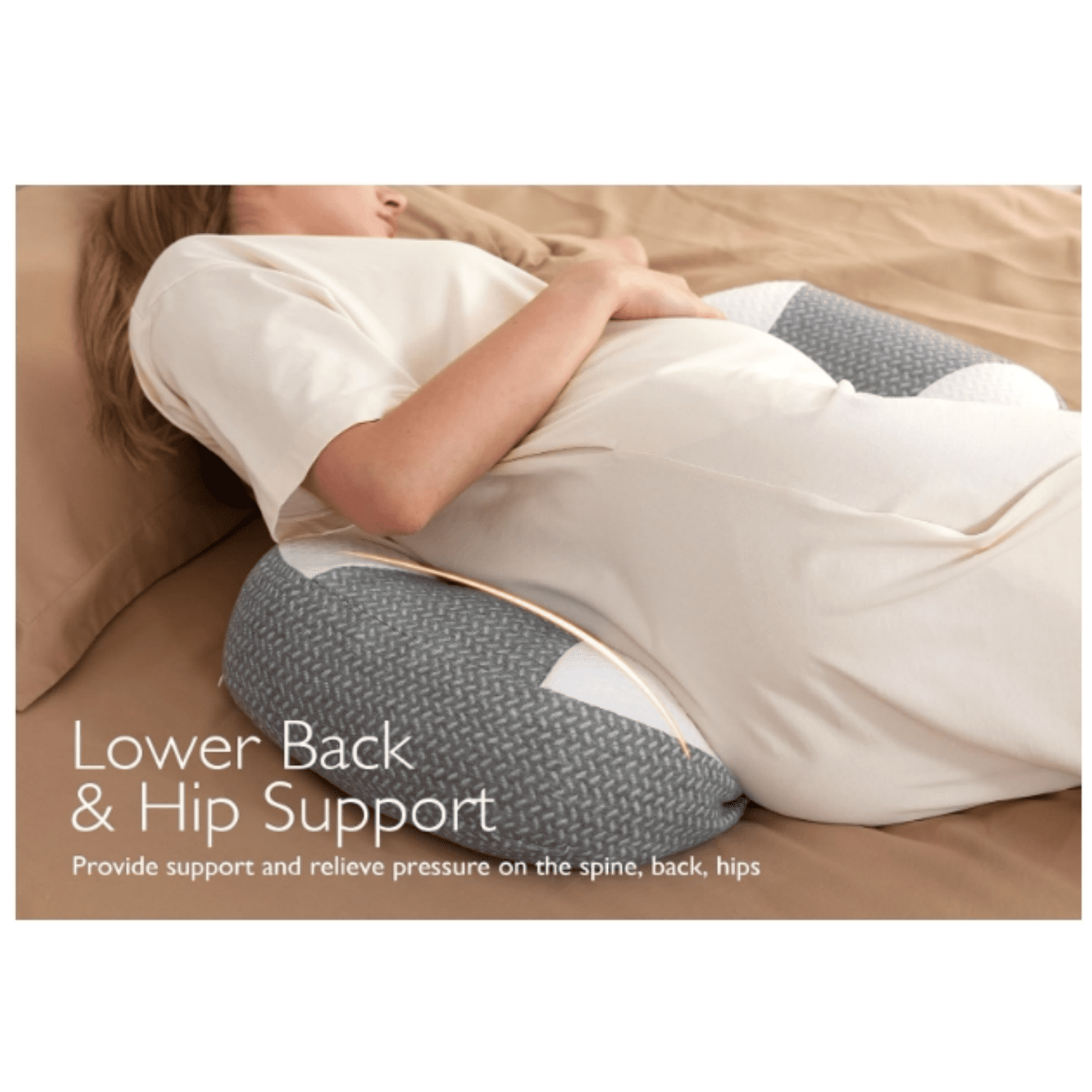 Plus W Shaped Pregnancy Pillow for Sleeping, Adjustable Maternity Pillow for Side Sleepers, Portable Wedge Belly Support, Compact Design for Back Belly and HIPS, Grey and White